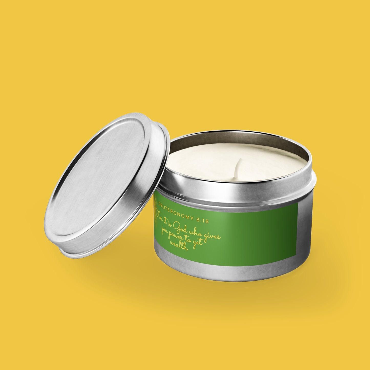 "Power to Get Wealth" Collection: Deuteronomy 8:18 Tin Scented Candles