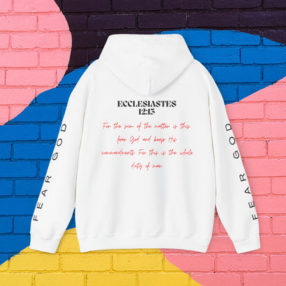 "Fear God" Collection: Ecclesiastes 12:13-With Fear of God Sleeves Heavy Blend™ Hoodie