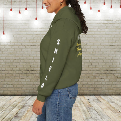 "Protection" Collection: Psalms 91:10 with Shield & Buckler Sleeves Heavy Blend™ Hoodie Sweatshirt
