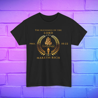 "Lord Maketh Rich" Collection: Proverbs 10:22 Men's Heavy Cotton Tee