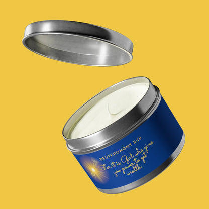 "Power to Get Wealth" Collection: Deuteronomy 8:18 Tin Scented Candles