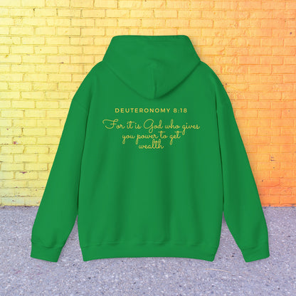 "Power to Get Wealth" Collection: Deuteronomy 8:18 Women's Heavy Blend™ Hoodie Sweatshirt