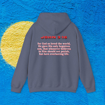 "Jesus Saves" Collection: John 3:16 Heavy Blend™ Hoodie Sweatshirt