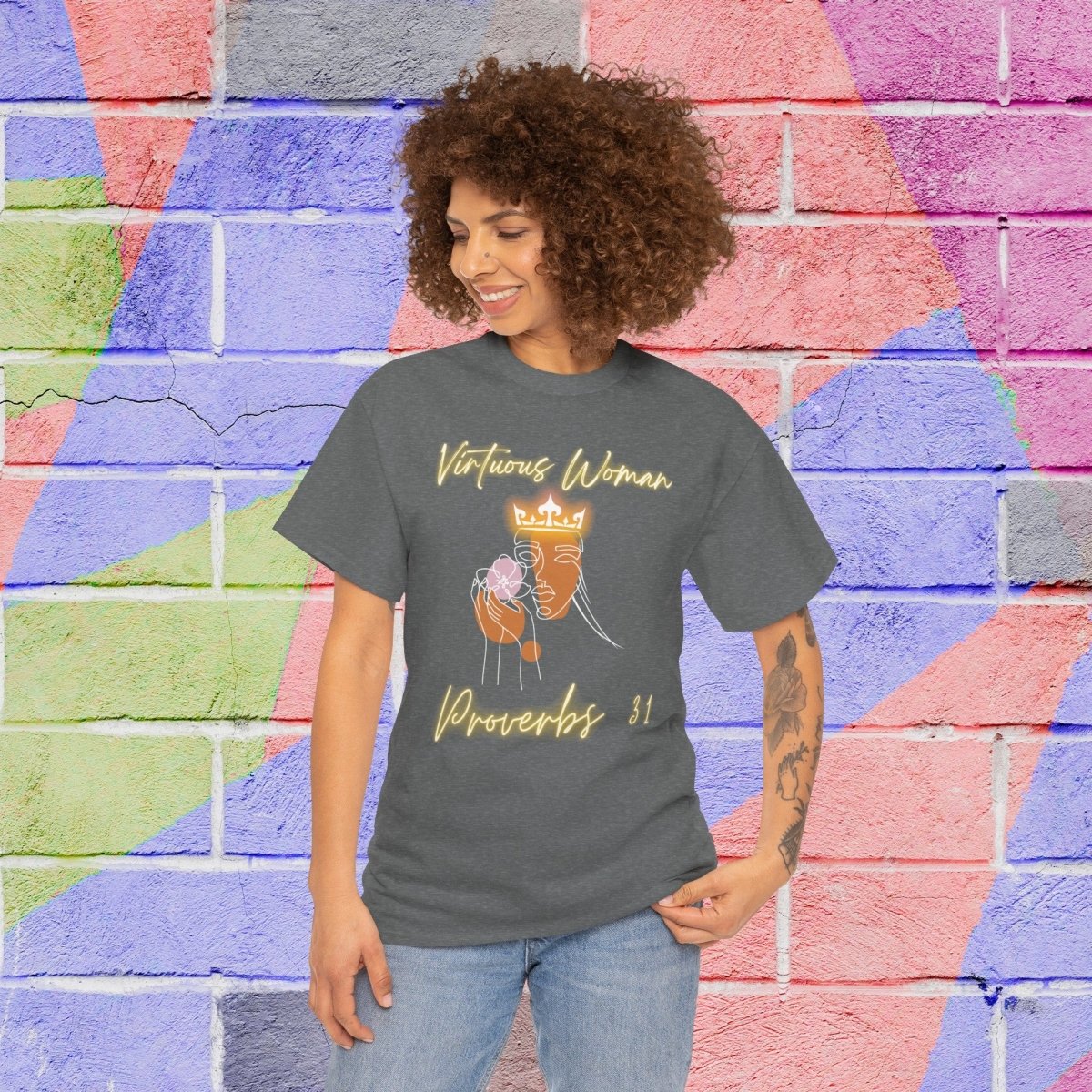 "A Virtuous Woman of Color": Proverbs 31 Women's Heavy Cotton Tee - Plain Vision Brand