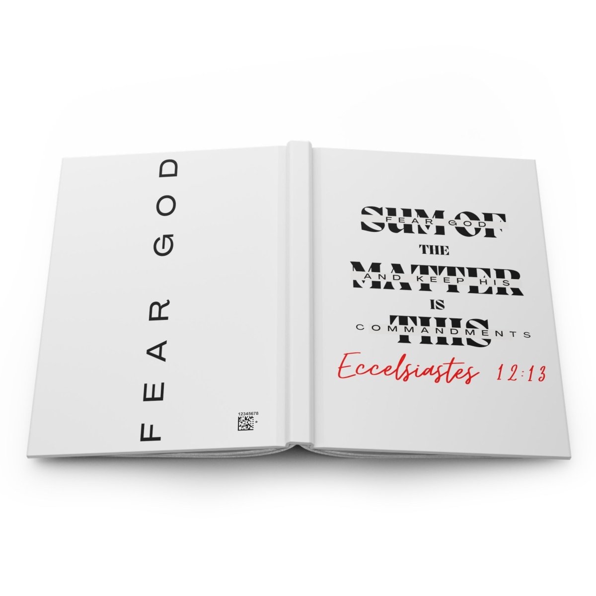 "Fear God" Collection: Ecclesiastes 12:13 Hardcover Journal Matte - Plain Vision Brand