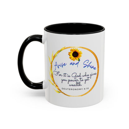 "Power to Get Wealth" Collection: Deuteronomy 8:18 Accent Coffee Mug, 11oz - Plain Vision Brand