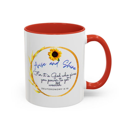 "Power to Get Wealth" Collection: Deuteronomy 8:18 Accent Coffee Mug, 11oz - Plain Vision Brand