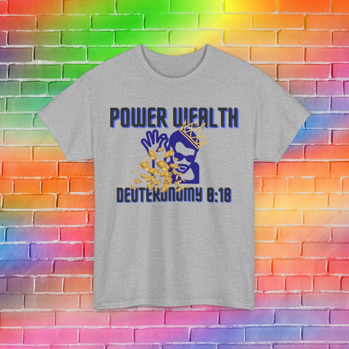 "Power to Get Wealth" Collection: Deuteronomy 8:18 Men's Heavy Cotton T-Shirts - Plain Vision Brand