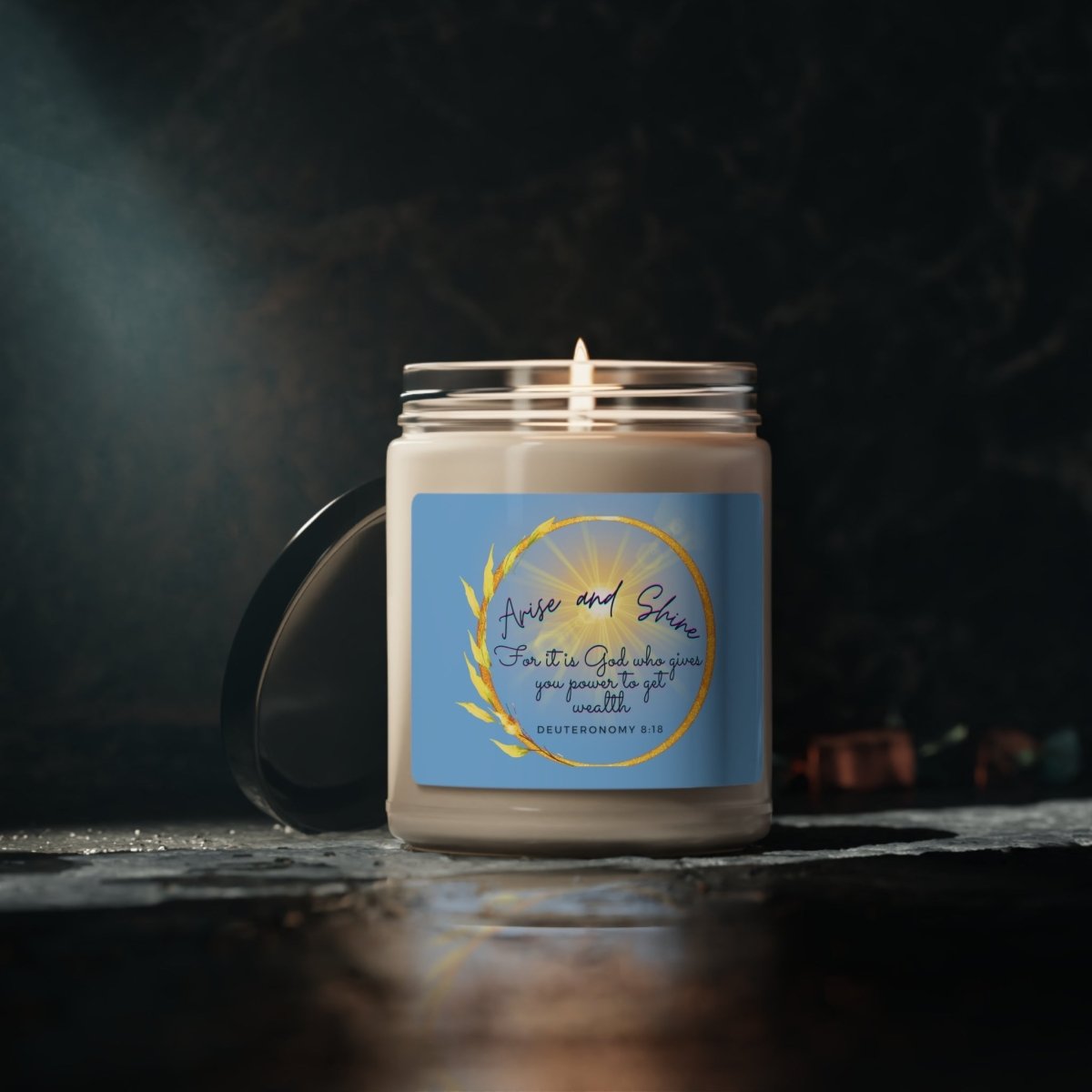 "Power to Get Wealth" Collection: Deuteronomy 8:18 Scented Soy Candle, 9oz - Plain Vision Brand