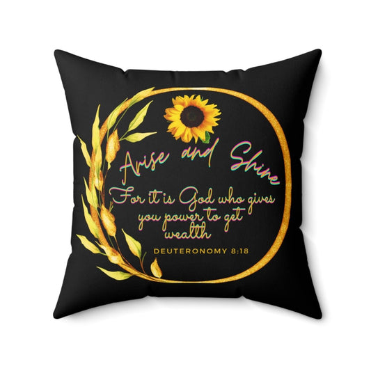 "Power to Get Wealth" Collection: Deuteronomy 8:18 Spun Polyester Square Pillow - Plain Vision Brand