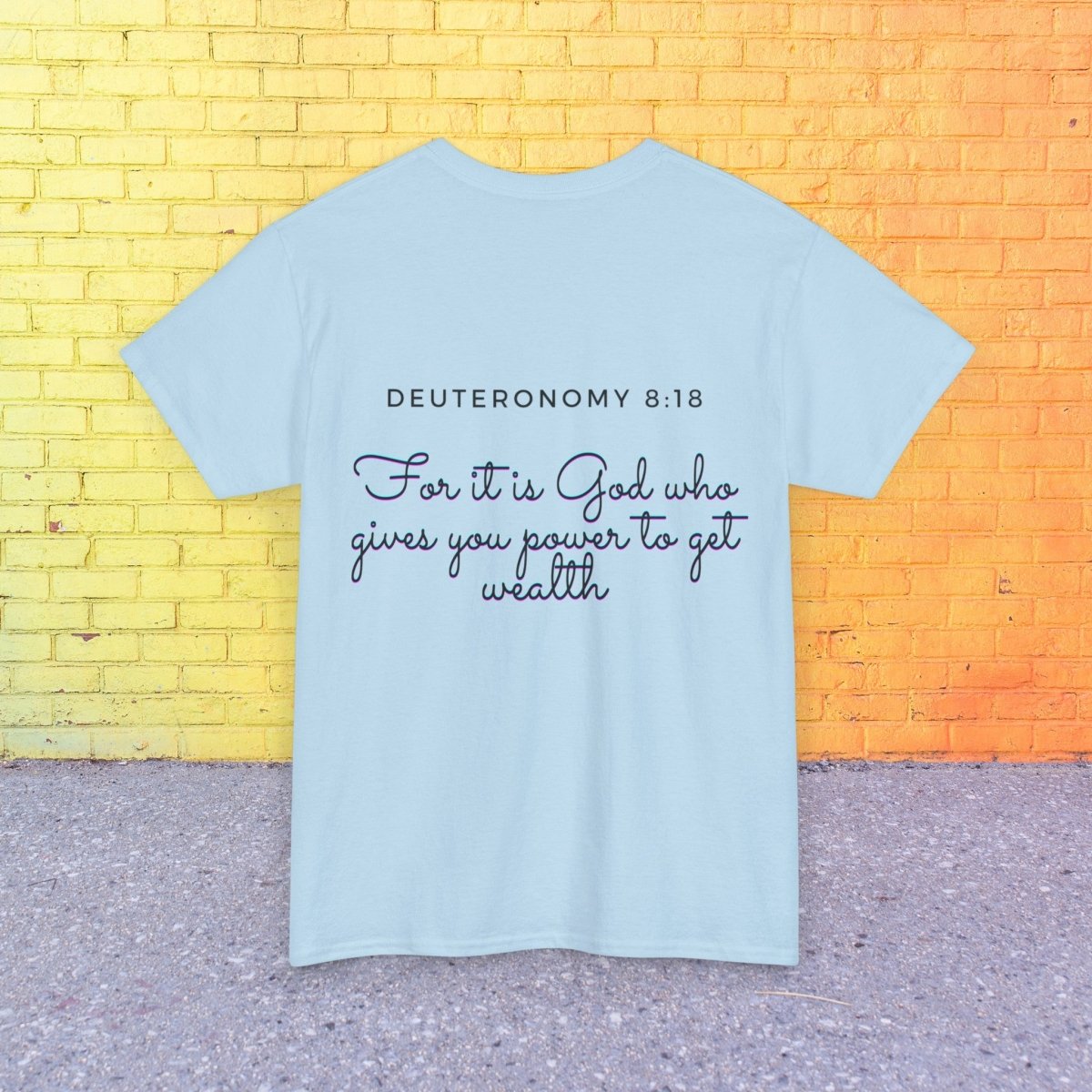 "Power to Get Wealth" Collection: Deuteronomy 8:18 Women's Heavy Cotton Tee - Plain Vision Brand